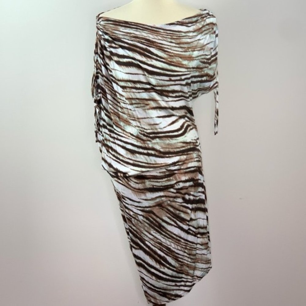 Sexy, Asymetrical Zebra Print Off Shoulder Dress